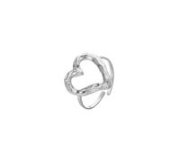 Gu Feng Anillo de corazón grande para mujer Anillo de acero inoxidable de color dorado Anillos abiertos minimalistas Joyería Regalo de San Valentín