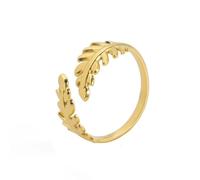 Gu Feng Anillo de hoja abierta para mujer Anillo de acero inoxidable color dorado Boho Anillos de dedo abiertos ajustables Regalo de joyería para amante
