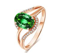 Gu Feng Anillo esmeralda anillos turmalina verde bañada en oro rosa