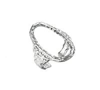 Gu Feng Anillos de acero inoxidable, aberturas para mujer, anillos ajustables, martillo minimalista, anillos huecos ovalados forjados