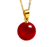 Gu Feng collar imitación hetian jade jaspe esfera de ágata roja cadena colgante