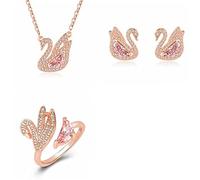 Gu Feng collar para mujer Cadena completa de joyería de cisne de circonita rosa