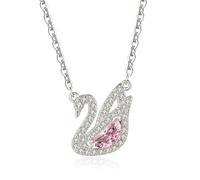 Gu Feng collar para mujer Cadena completa de joyería de cisne de circonita rosa