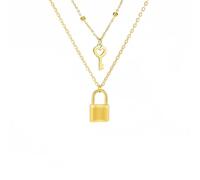 Gu Feng Llave, Candado, Colgante, Collar, Acero Inoxidable, Color Dorado, Mujeres, Doble Capa, Cadena, Collares, Joyería, Regalos de Boda