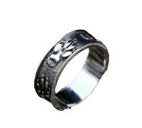 Gu Feng Tótem vikingo nórdico Anillo minimalista de acero inoxidable Adorno de anillo de garra de oso de titanio vintage