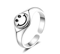 Gu Feng Vintage Anillo Abierto Personalidad Femenina Cara Sonriente Ornamento Geométrico