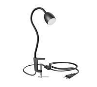 ledscom.de Lámpara de pinza GU10 KLUK con cuello de cisne, negro incl. GU10, blanco cálido, 6,826W 630lm