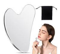 Gua Sha Acero Inoxidable, Herramienta GuaSha Facial, Herramienta de Masaje Raspado Guasha,reafirmar Piel y Eliminar Bolsas,Cara,Ojos,Cuello,Cuerpo