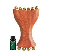 Gua Sha Facial,Masajeador Facial de Madera y Cobre - Gua Sha De Madera Con Cuentas De Latón,para Cuidado en Casa Mañana y Noche Mujeres Esposa Mamá Novia