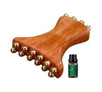 Gua Sha Facial Tools - 9.3x4.5cm Copper Wood Beauty Tool & Brass Bead Massager, Professional Grade Relaxation & Rejuvenation Device, For Morning & Evening Skincare
