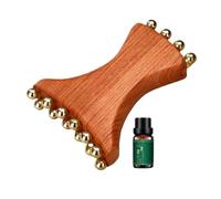 Gua Sha Facial Tools - Copper Wood Face Beauty Tool For Skincare | Wood And Copper With Brass Bead Design, Handheld Facial Massager For Home Work Travel Evening Women Mom Wife Girlfriend