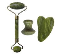 Gua Sha Masaje Masaje facial Rodillo verde Naturaleza Jade Rodillo Doble cabezas Jade Stone Face Lift Tool New Slimming Face Massager Beauty Care Set-No.11