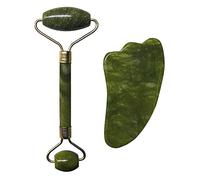Gua Sha Masaje Masaje facial Rodillo verde Naturaleza Jade Rodillo Doble cabezas Jade Stone Face Lift Tool New Slimming Face Massager Beauty Care Set-No.7