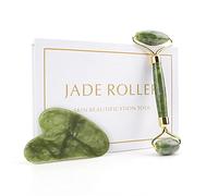 Gua Sha Masaje Masaje facial Roller Guasha Board Double Heads Jade Stone Face Lift-Juego verde 2 con caja
