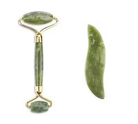 Gua Sha Masaje Masaje facial Roller Guasha Board Double Heads Jade Stone Face Lift-Juego verde 5 Sin caja