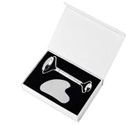 Gua Sha Masaje Rodillo de masaje de acero inoxidable Roller Gouache Scaper Facial GuhaSager Massager Gua Sha Sha Sha Body Slimming Herramientas de cuidado de la piel-Conjunto completo con caja