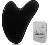 Gua Sha - Tratamiento facial con piedra natural de jade en forma de corazón, herramienta de masaje de arañazos para cara, ojos, cuello para el cuidado de la piel, belleza y relajación de los músculos