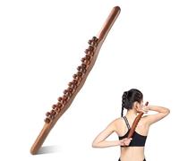 Gua Sha Wooden Therapy Stab, bastón de raspado de cuerpo entero, palo de masaje de madera con 31 perlas de masaje de madera, barra de masaje para espalda, abdomen, hombros, relajación muscular, cuello