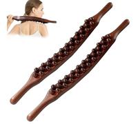 Gua Sha Wooden Therapy Stab,Gua Sha KöRper,Shiva Gua Sha Wooden Therapy Stab,GanzköRper Scraping Stick,Massage Sticks,Holz Scraping Stick,massageroller Holz 65 Perlen (Coffee-2pcs)