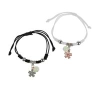 Guaber 2 pulseras de cuerda trenzada con cuentas luminosas para parejas, pulseras de promesa de amistad, joyería a juego para amante, doble amor, pulsera de cuerda trenzada para regalo del día de San