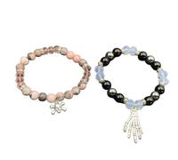 Guaber 2 Uds. Pulseras De Arañas Magnéticas Pulsera A Juego con Imán De Atracción Mutua Brazalete Elástico con Cuentas para Parejas Mujeres Hombres Pulseras para Parejas