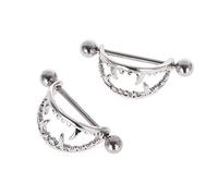 Guaber 2 Unids/set Para Dientes Afilados Barras Escudo Anillos De Pezón Piercings Barra Joyería Decoración Regalo Para Anillos Unise Medio Círculo De Oro