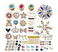 Guaber 50/55/58/80/90/94/96 piezas de abalorios para calcetines, ropa, pin seguro, perlas artificiales, diamantes de imitación, broche, suéter, chal