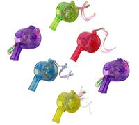 Guaber 6pcs Random Colored Light Up Whistles Plastic Blow Activated LED For Sports Game Festival Event Kids Safe Party Noisemaker