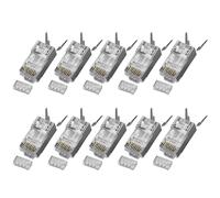 Guaber Conectores RJ45 Blindados Cat6A Enchufes Modulares con Contactos Chapados En Oro De 50u Y Diseño 3 Clavijas para Redes 10 Gbps Conectores PVC