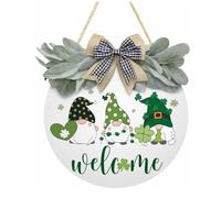 Guaber Decoración Decorativa De La Puerta Decoración La Puerta Signo Arpillera Bowknot Bienvenido Colgante Adorno Festival Irlandés Suministros Tréboles Tréboles Trébol