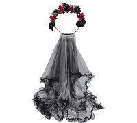 Guaber Delicada diadema larga de tul y flores, decoración lateral fina, diadema para niñas, Halloween, tomar fotos, corona colorida para boda, coronas para tomar fotos, coronas para mujeres sesión de