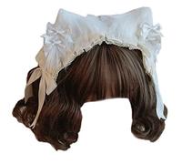 Guaber Diadema de espectáculo para cosplay, diadema de encaje, lazo de felpa, diadema de felpa estilo Lolita, accesorios para disfraz de niña, diadema de felpa para mujer con lazos y orejas