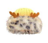 Guaber Gorro peludo de cuerno de ciervo de felpa para adultos y adolescentes, tejiendo sin alas, para clima frío, invierno, cálido, para exteriores, gorras peludas, amarillo, Talla única