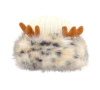 Guaber Gorro peludo de cuerno de ciervo de felpa para adultos y adolescentes, tejiendo sin alas, para clima frío, invierno, cálido, para exteriores, gorras peludas, blanco roto1, Talla única