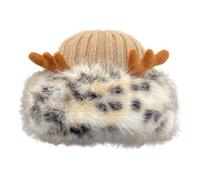 Guaber Gorro peludo de cuerno de ciervo de felpa para adultos y adolescentes, tejiendo sin alas, para clima frío, invierno, cálido, para exteriores, gorras peludas, B, Talla única