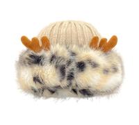 Guaber Gorro peludo de cuerno de ciervo de felpa para adultos y adolescentes, tejiendo sin alas, para clima frío, invierno, cálido, para exteriores, gorras peludas, caqui, Talla única