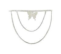 Guaber K-POP Hot Girl - Cinturón de cadena con diseño de mariposa para mujer, graduación, banquete, club, fiesta, brillante, para jeans, vestidos, cadena de cintura de mariposa, color plateado, plata