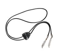 Guaber Men Western Vintage Triangular Stone Pendant Bolotie Faux Leather Rope Necktie Necklace Metal Feathered Jewelry Neckwear Music Festival Outfit