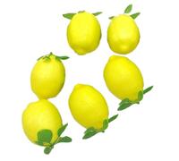 Guaber Paquete de 6 piezas de simulación de limón, decoración realista de frutas sintéticas, accesorios decorativos para el hogar y el negocio, accesorios decorativos lavables de limón