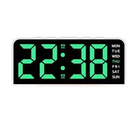 Guaber Reloj despertador LED multifuncional con luz de ambiente con brillo ajustable, función de repetición para dormitorio y oficina, herramienta de gestión del tiempo