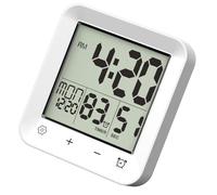 Guaber Reloj temporizador de baño, reloj de ducha, impermeable, para rociadores de agua, relojes de baño, montaje en pared, visualización de hora, temperatura, fecha, temporizador digital de cocina