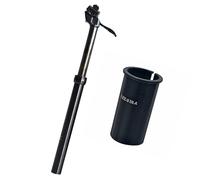 Guaber Tija de sillín de bicicleta de acero inoxidable con absorción de golpes, tija de sillín hidráulica controlada a mano, suspensión ajustable en altura de viaje manual