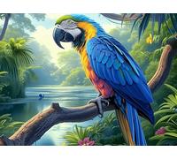 Guacamayo Azul y Oro de la Selva Tropical Rompecabezas 1000 Piezas Cartón para Toda La Familia Colorful Fantasy Vida Silvestre Tiempo Libre Entretenimiento Sin Pantalla