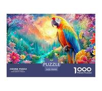Guacamayo Colorido Entre Flores de Bosque resplandecientes Puzzle De 1000 Piezas el Loro Cumpleaños Y Vacaciones 70x50cm/1000pcs