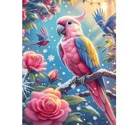 Guacamayo con Rosas Rompecabezas 1000 Piezas Cartón Grueso para Coleccionistas Mascota de Vida Silvestre Mejora Memoria Desarrollo Cognitivo Diversión Familia Regalo Reyes Magos 1000 PCS
