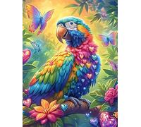 Guacamayo con una Mariposa in A Blooming Flower Garden Rompecabezas 300 Piezas Cartón Grueso Para Coleccionistas Mascota de Vida Silvestre Cute Mejora Memoria Desarrollo Cognitivo Diversión Familia Re
