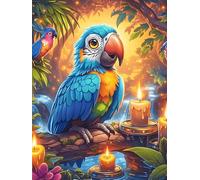 Guacamayo con Velas Rompecabezas 1000 Piezas Cartón Resistente para Mayores Mascota de Vida Silvestre Desarrollo Lógica Entretenimiento Toda La Familia Decoración Salón Reyes Magos 1000 PCS