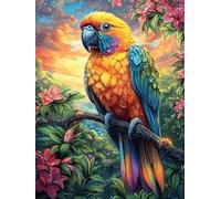 Guacamayo en Bosque Florido Puzzles 300 Piezas Obra De Arte Decorativa Ciencia ficción sueño mágico Rompecabezas Familiar para Adultos DIY Creativo Aliviar Estrés Portátil 300 PCS