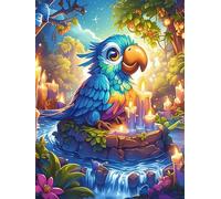 Guacamayo en Cascada mágica Puzzles 300 Piezas Desafío Nivel Difícil Animal Salvaje Mascota Rompecabezas para Adultos Aliviar Estrés Decoración Hogar DIY Moderno Portátil 300 PCS