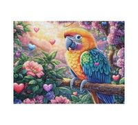 Guacamayo en el Campo de Flores Rompecabezas 500 Piezas Cartón Grueso para Coleccionistas Mejora Memoria Desarrollo Cognitivo Diversión Familia Regalo Reyes Magos 500 PCS